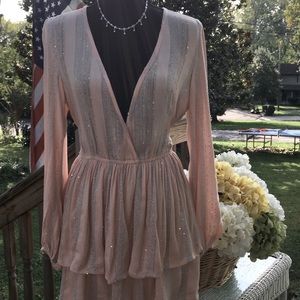 PILYQ Pink Sands Paige tiered ruffle dress, size M/L.